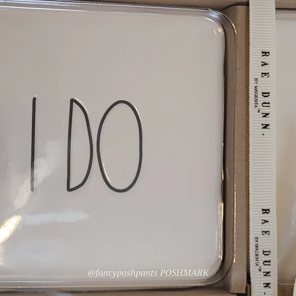 new!RAE DUNN white wedding engagement anniversary coaster 4 piece set sealed - Picture 3 of 12